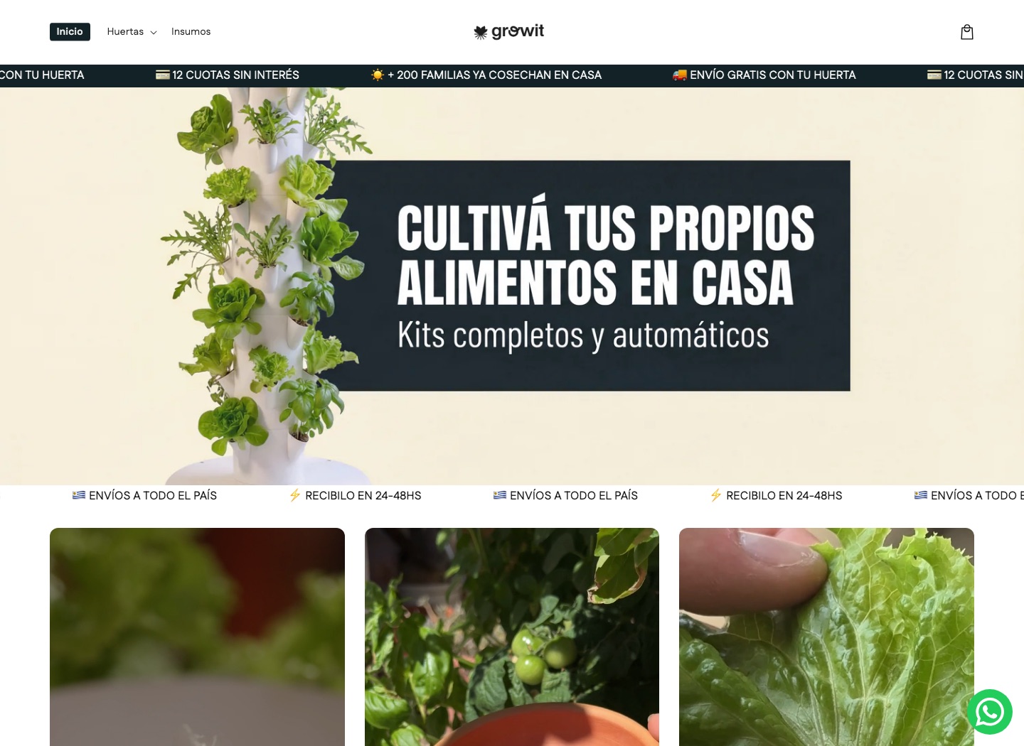 Captura del sitio web de Growit UY