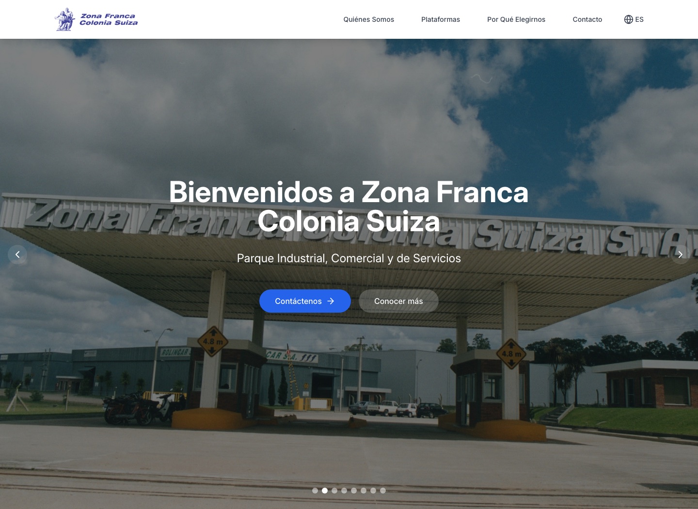 Captura del sitio web de Zona Franca Colonia Suiza